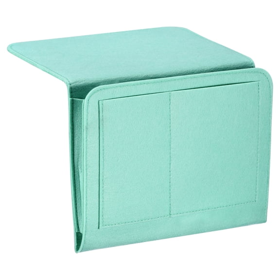 REGALWOVEN Felt Bedside Organizer Bed Hanging Caddy Sofa Desk Bag for Magazine Remotes Phone Tablet Green 10.6"x8.6"