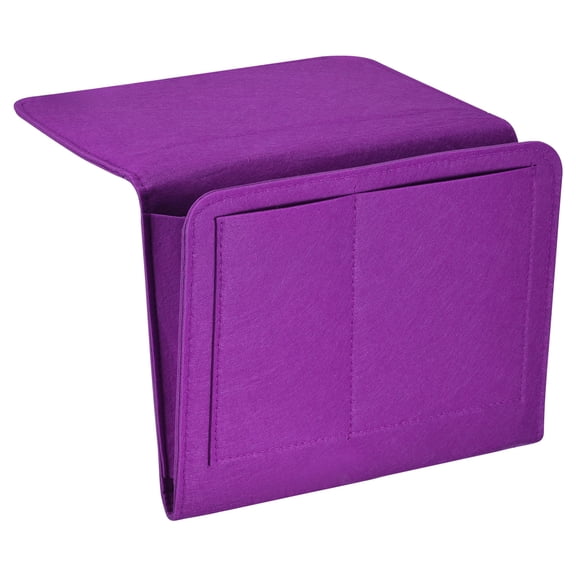 REGALWOVEN Felt Bedside Organizer Bed Hanging Caddy Sofa Desk Bag for Magazine Remotes Phone Tablet Purple 10.6"x8.6"