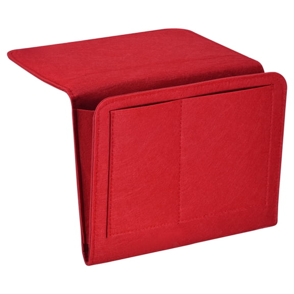 REGALWOVEN Felt Bedside Organizer Bed Hanging Caddy Sofa Desk Bag for Magazine Remotes Phone Tablet Red 10.6"x8.6"
