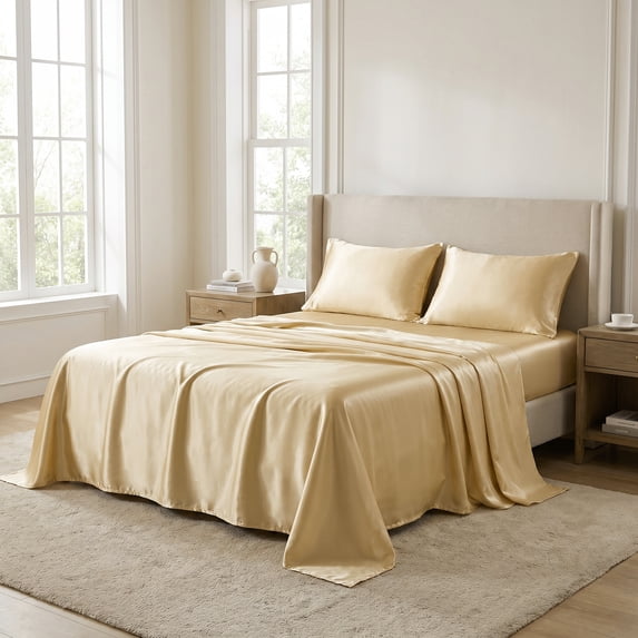 REGALWOVEN Fitted Sheet, Microfiber Bed Sheets, Soft and Comfortable for All Seasons Champagne 1 PC 78.0x79.9 inch