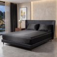 thumbnail image 1 of REGALWOVEN Fitted Sheet, Polyester Bed Sheets, Cooling and Breathable for All Seasons Black 1 PC 78.0x79.9 inch, 1 of 5