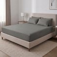 thumbnail image 1 of REGALWOVEN Fitted Sheet, Polyester Stripes Bed Sheets, Breathable and Comfortable Bedding for All Seasons Dark Grey 1 PC 53.9x74.8 inch, 1 of 5