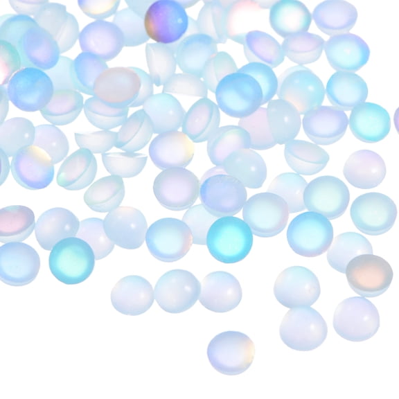 REGALWOVEN Flat Back Dome Transparent Half Round Flatback Resin Stone Beads White Blue