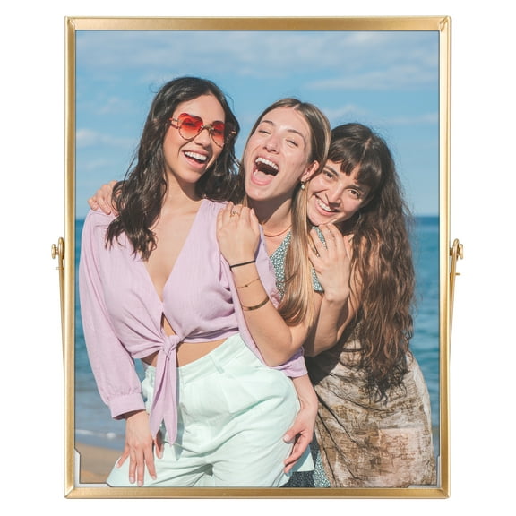 REGALWOVEN Floating Frame, Simple Metal Picture Frames with Glass Cover for Tabletop Home Decor Gold 8x10