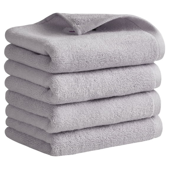 REGALWOVEN Floral Pattern Cotton Hand Towels Flower Embroidered Soft Absorbent Decorative Towel Set for Bathroom (13 x 30 Inch) Grey 4-Piece