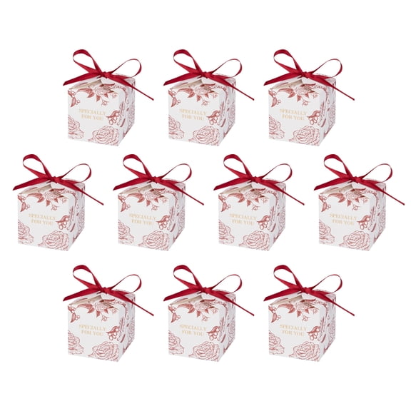 REGALWOVEN Floral Patterned Ribbon Gift Box for All Your Gifting Needs This Holiday Season Red 2.8"L x 2.8"W x 2.8"H