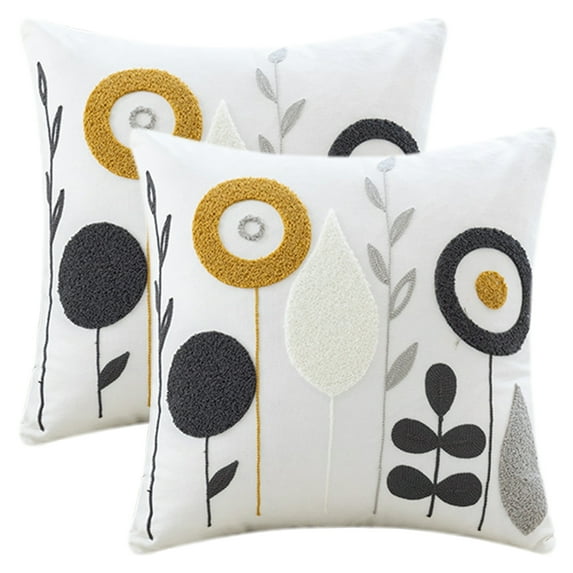 REGALWOVEN Floral Throw Pillow Covers Pack of 2, Flower Plant Farmhouse Decor Cushion Cover for Home Flower-1 18" x 18"