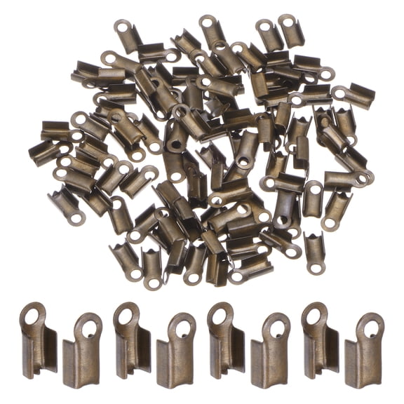 REGALWOVEN Fold Over Cord Ends 3mm Brass Crimp Cap Clasp Tips for DIY Leather Ribbon Craft Making Bronze