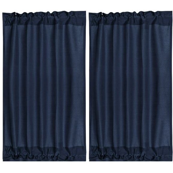 REGALWOVEN French Door Curtains Thermal Insulated Blackout Curtain Rod Door Curtain 2 Panels Navy Blue 25"x40"