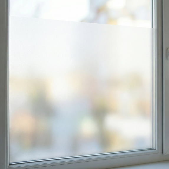 REGALWOVEN Frosted Window Privacy Film, Non Adhesive Static Cling Glass Stickers Sun Control Door Covering Decals for Home Matte Silver 39.4 x 23.6 Inch