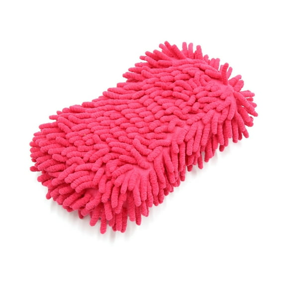 REGALWOVEN Fuchsia Microfiber Chenille Car Wash Sponge Care Washing Brush Pad Cleaning Tool
