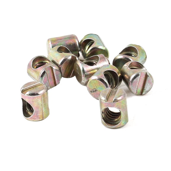 REGALWOVEN Furniture Fitting 4.5mm Female Thread Cross Dowel Bolts Nut 10 Pcs