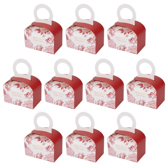 REGALWOVEN Gable Boxes, Gift Boxes with Handles for All Your Gifting Needs and Celebrations Red 3.9"L x 2.4"W x 3"H