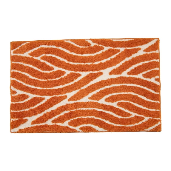 REGALWOVEN Geometric Bathroom Rug - 3D Textured Plush Bath Mat, Ultra Soft Absorbent Microfiber Shower Rug,Machine Washable Orange 24" x 16"