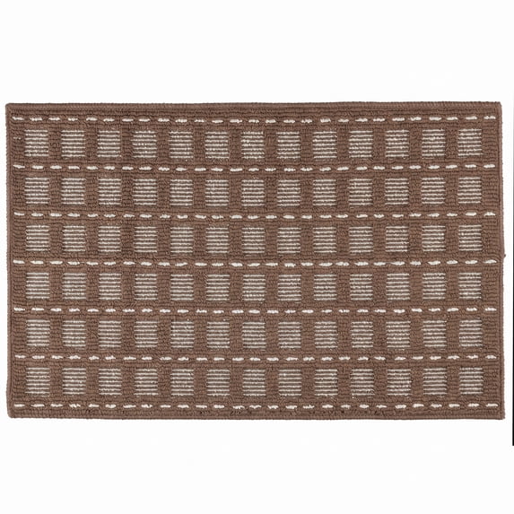 REGALWOVEN Geometric Door Mat Indoor Outdoor Waterproof Welcome Mat for Front Door, Non-Slip Entryway Rug, Washable Floor Mat Bark Brown 32" x 20"