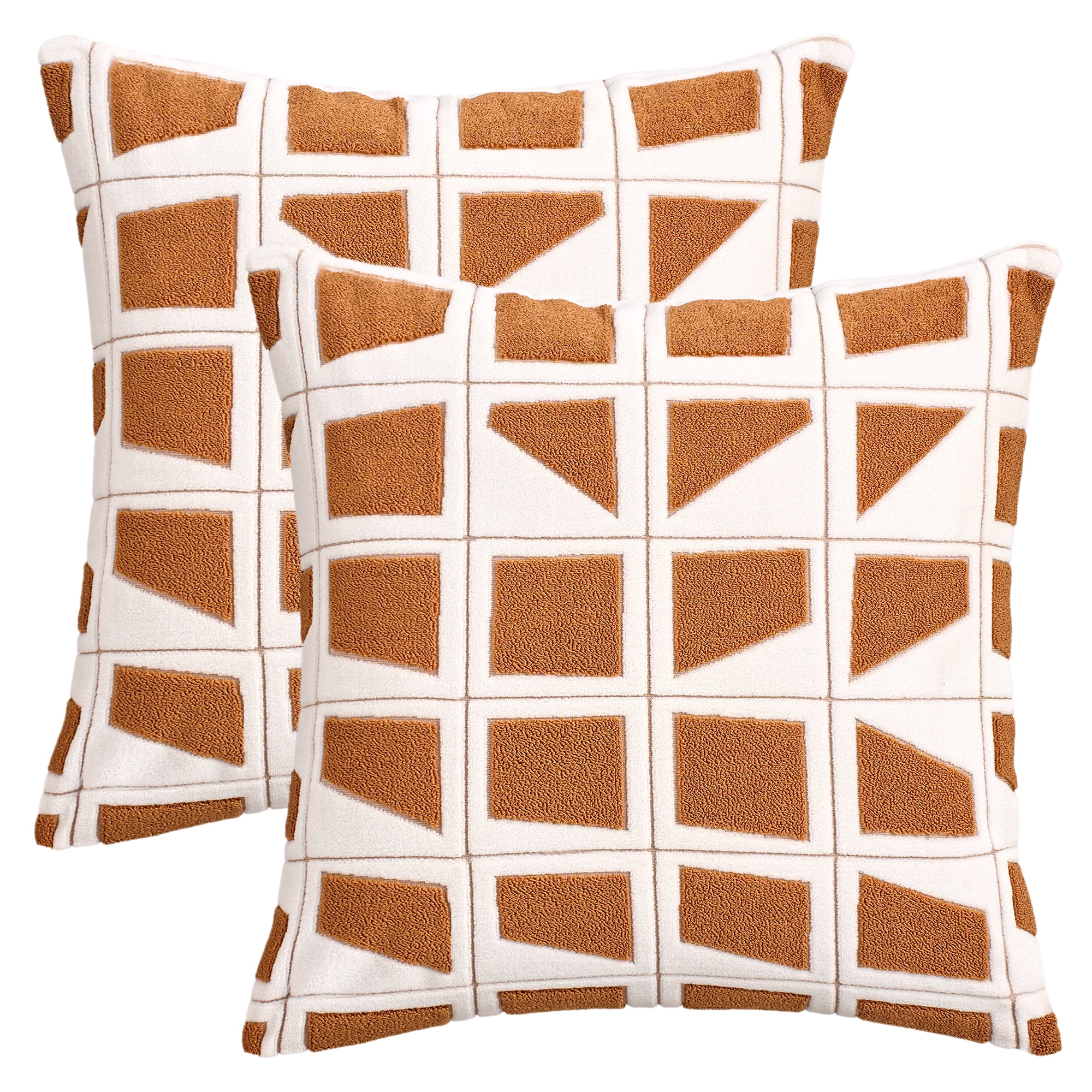 REGALWOVEN Geometric Pillow Covers Set of 2 Soft Plush Cushion Cases Modern Decorative Throw Pillows for Sofa Bedroom Coffee 20" x 20"