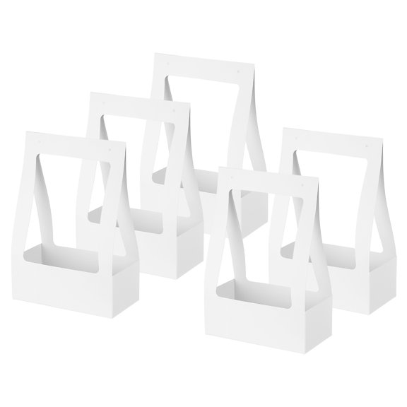 REGALWOVEN Gift Bags, Flower Bouquet Wrapping Tote Bags Boxes with Handles for Florist Christmas White