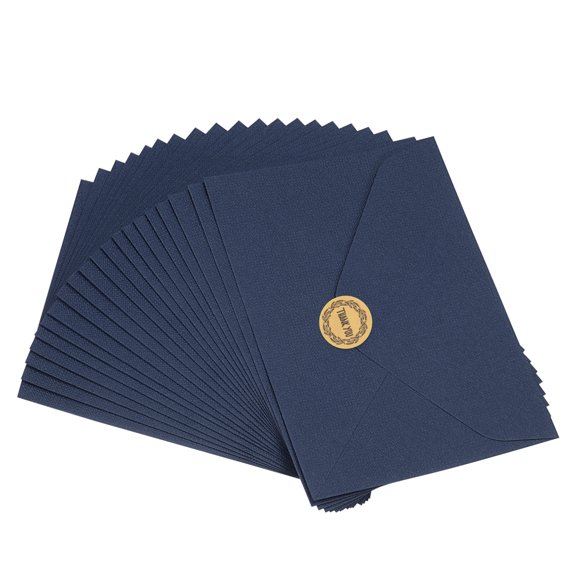 REGALWOVEN Gift Cards Envelopes Set, 120g V Flap Greeting Card Envelopes with Gold Sticker Navy