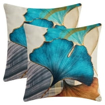 REGALWOVEN Ginkgo Leaf Pattern Throw Pillow Covers Set of 2 Boho Style Decorative Couch Bed for Living Room Flower-1 18" x 18"