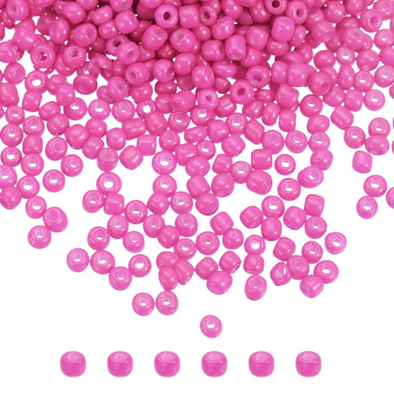 REGALWOVEN Glass Beads Hole Loose Beads for Bracelet Earring Jewelry Making, Hair Braiding Pink