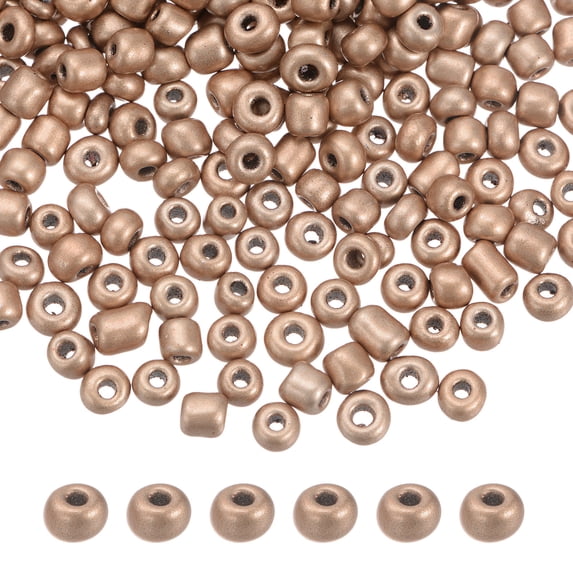 REGALWOVEN Glass Beads Loose Tiny Round Mini Beads for Bracelet Earring Rings Jewelry Making Rose Gold Tone