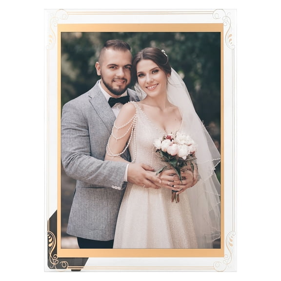 REGALWOVEN Glass Picture Frame for Tabletop Display Vertical or Horizontal, Photo Frames for Wedding Home Decor Gold 8.5x11