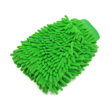 REGALWOVEN Green Microfiber Chenille Washing Cleaning Glove Mitten for Car Automobile