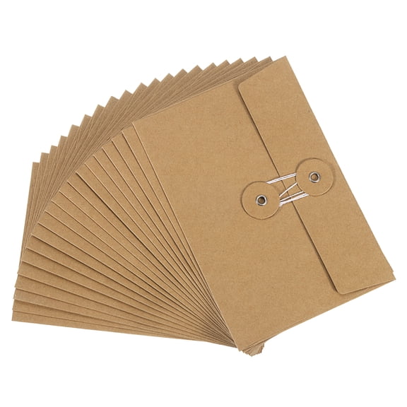 REGALWOVEN Greeting Card Envelopes with String Tie Closure, 20Pcs for Various Occasions, Brown