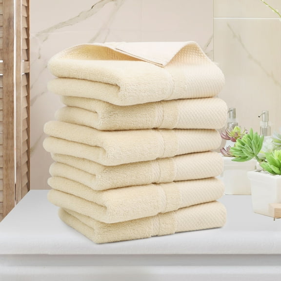 REGALWOVEN Hand Towel Set 14" x 30", Soft 100% Combed Cotton 600 GSM Luxury Towels for Bathroom Kitchen Champagne 6