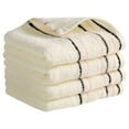 thumbnail image 1 of REGALWOVEN Hand Towels for Bathroom Cotton Striped Pattern Absorbent Soft Decorative Hand Towel Beige-13" x 27" 4-Piece, 1 of 5