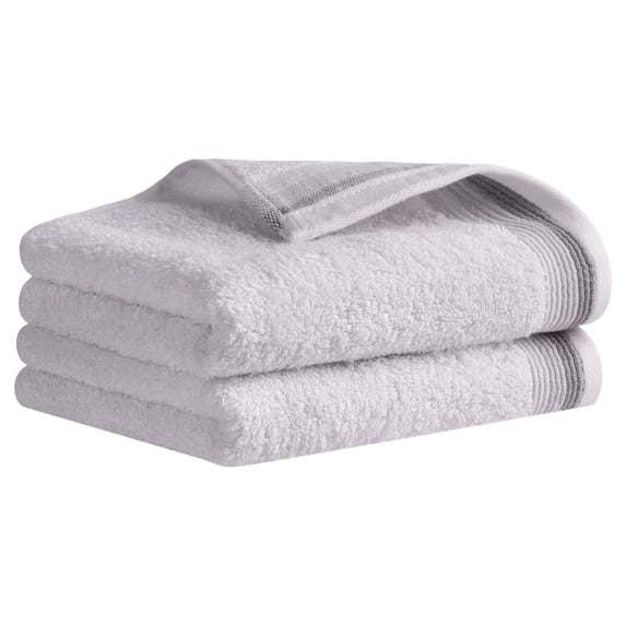REGALWOVEN Hand Towels for Bathroom Cotton Striped Pattern Absorbent Soft Decorative Hand Towel Grey-14" x 30" 2-Piece
