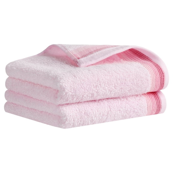 REGALWOVEN Hand Towels for Bathroom Cotton Striped Pattern Absorbent Soft Decorative Hand Towel Pink-14" x 30" 2-Piece