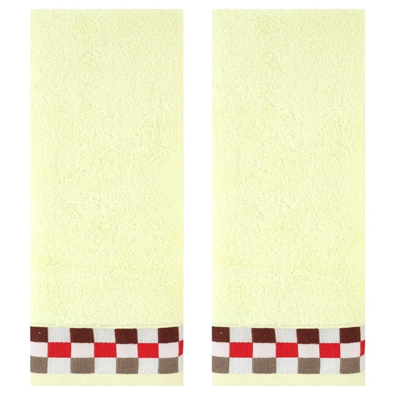 REGALWOVEN Hand Towels for Bathroom Cotton Striped Pattern Absorbent Soft Decorative Hands Face Towel Light Yellow 4-Piece
