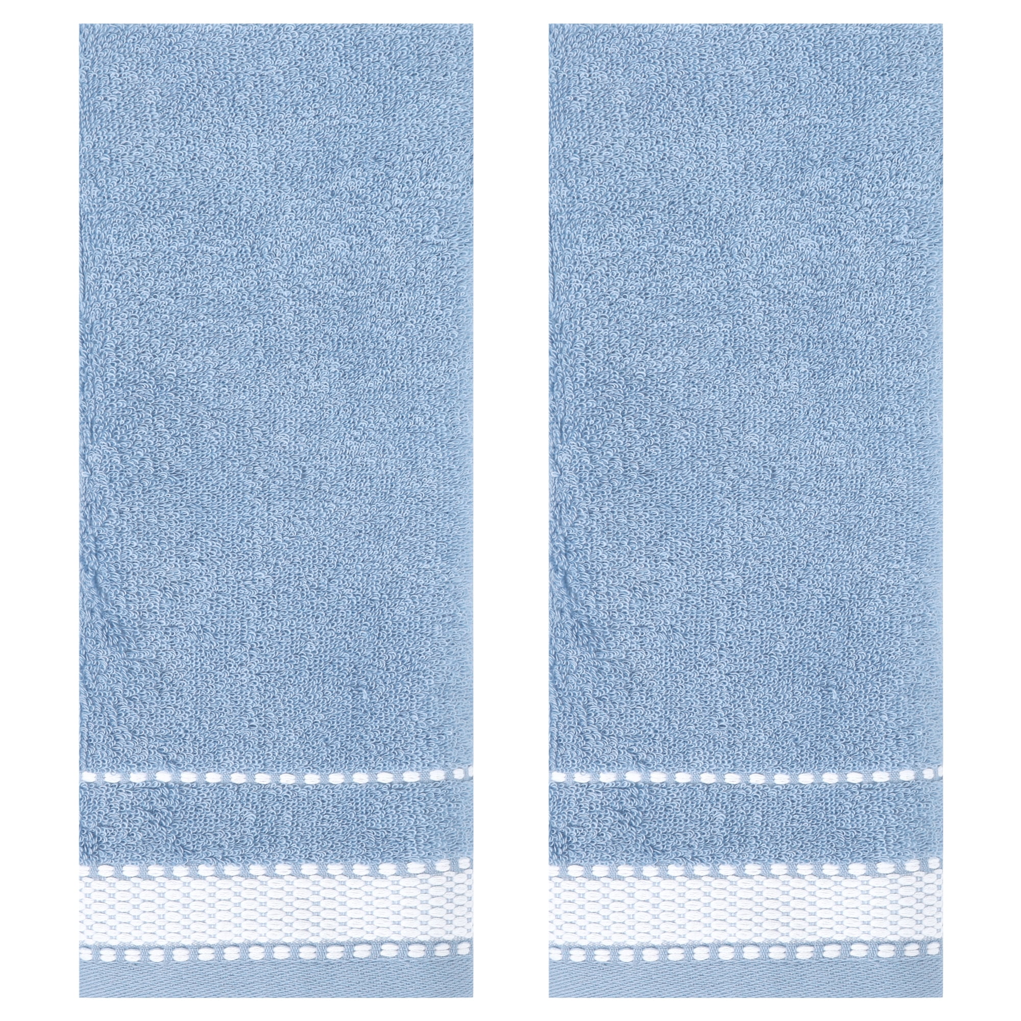 REGALWOVEN Hand Towels for Bathroom Set Cotton Soft Absorbent Decorative Bathroom Towel for Hand Drying and Face Washing Blue 2-Piece
