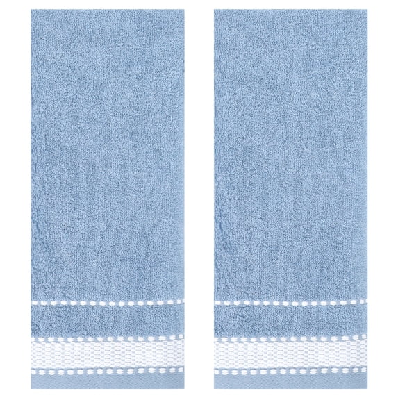 REGALWOVEN Hand Towels for Bathroom Set Cotton Soft Absorbent Decorative Bathroom Towel for Hand Drying and Face Washing Blue 2-Piece