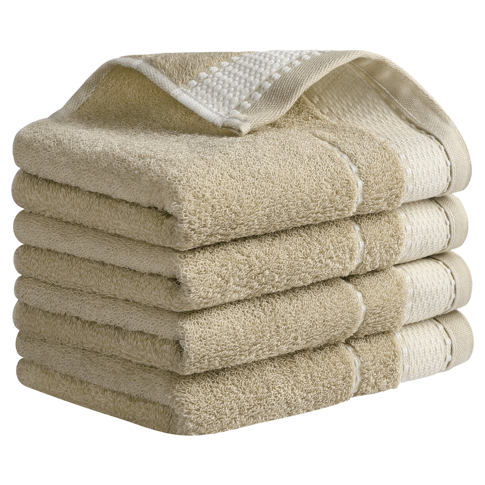 REGALWOVEN Hand Towels for Bathroom Set Cotton Soft Absorbent Decorative Bathroom Towel for Hand Drying and Face Washing Brown 4-Piece