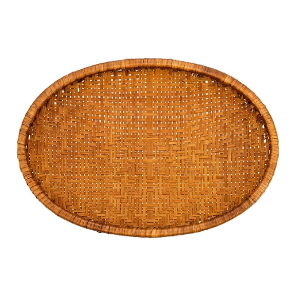 REGALWOVEN Handmade Rattan Serving Tray - Woven Rectangular Bamboo Basket - Decorative Tabletop Organizer ForTable, Kitchen Brown 11.4"L x 7.9"W x 2"H