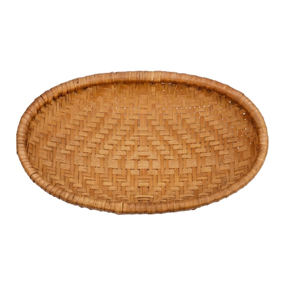 REGALWOVEN Handmade Rattan Serving Tray - Woven Rectangular Bamboo Basket - Decorative Tabletop Organizer ForTable, Kitchen Brown 9.8"L x 6.3"W x 1.6"H