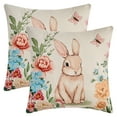 thumbnail image 1 of REGALWOVEN Happy Easter Rabbit Throw Pillow Covers Set of 2 Farmhouse Floral Cushion Case Decoration for Sofa Couch Flower-1 18" x 18", 1 of 6