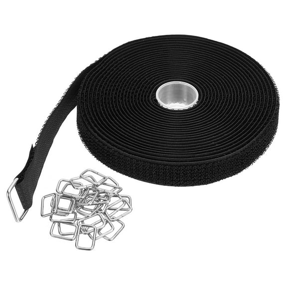 REGALWOVEN Hook and Loop Straps 0.8" x 16' with 25Pcs Metal Buckle, Adjustable Cinch Straps