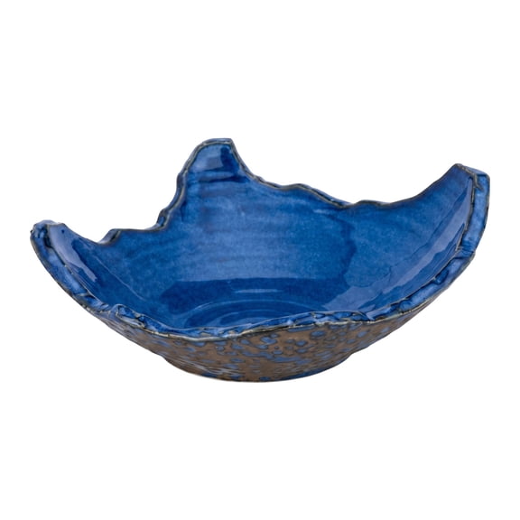 REGALWOVEN Irregular Ceramic Decorative Bowl - Fruit Bowl for Kitchen Counter, Modern Shape Centerpiece for Dining Table Blue 8.7"L x 8.7"W x 2.9"H