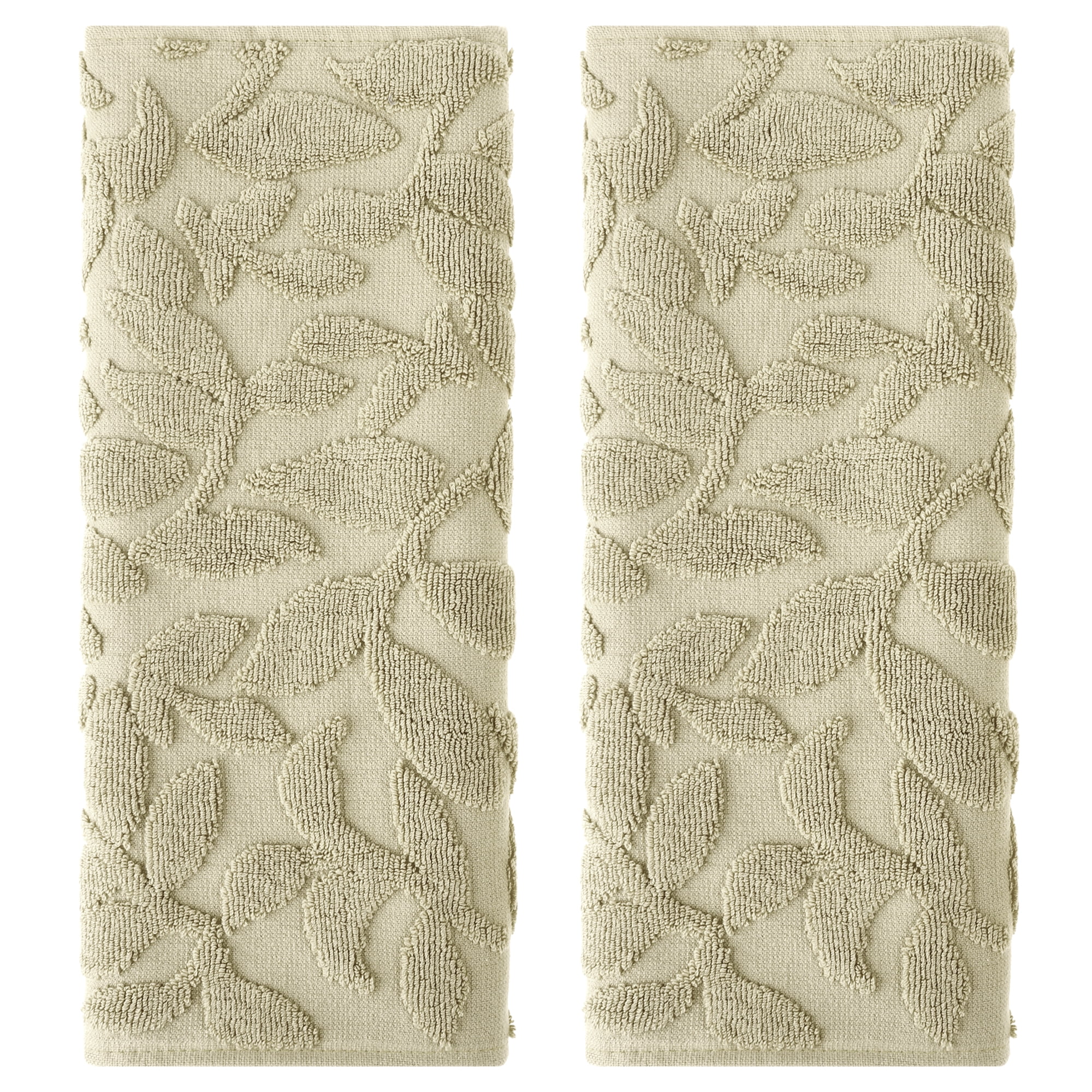 REGALWOVEN Jacquard Pattern Boho Decorative Hand Towels, Cotton Turkish Absorbent Soft Hand Towel for Bathroom, Kitchen, Hotel, Spa Khaki 2-Piece