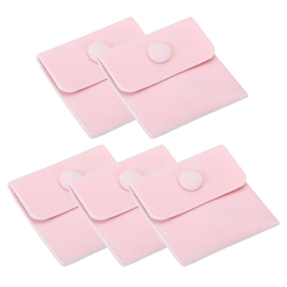 REGALWOVEN Jewelry Pouches with Snap Button, Velvet Jewelry Pouches Portable Storage Pink