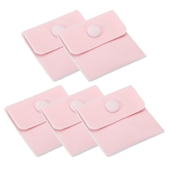 REGALWOVEN Jewelry Pouches with Snap Button, Velvet Jewelry Pouches Portable Storage Pink