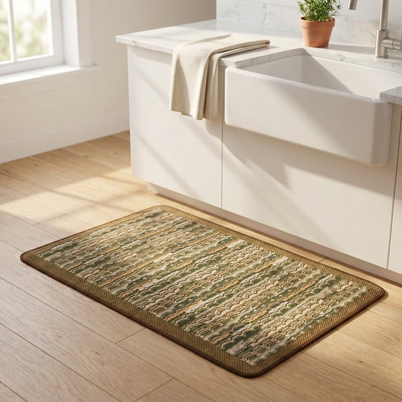 REGALWOVEN Kitchen Rugs Non-Slip Rubber Backing Kitchen Mats for Floor, Oil Absorbent Runner Rug for Laundry Room, Entryway Brown 28" x 18"