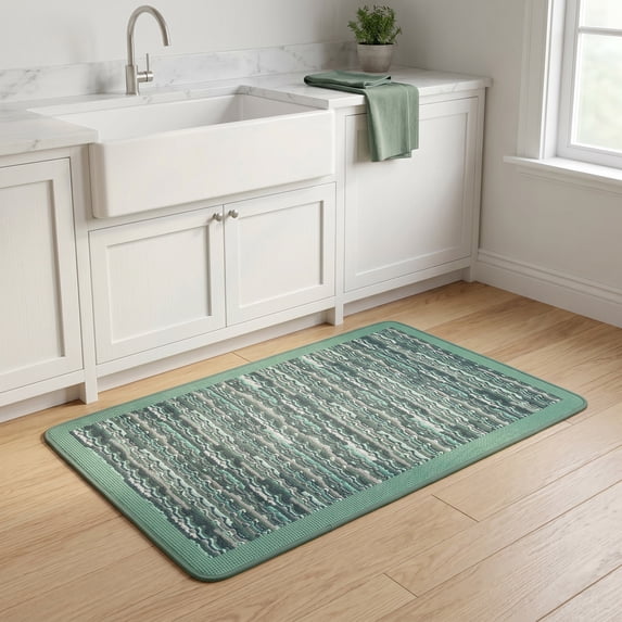 REGALWOVEN Kitchen Rugs Non-Slip Rubber Backing Kitchen Mats for Floor, Oil Absorbent Runner Rug for Laundry Room, Entryway Green 28" x 18"