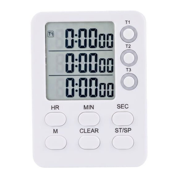 REGALWOVEN Kitchen Timer, Loud Alarm Clock Magnetic Backing Stand Cooking Timers, Digital Timer Teacher Supplies for Study and Training White