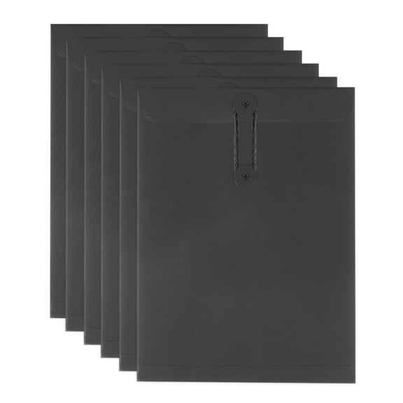 REGALWOVEN Kraft Paper Envelope with String Tie Closure Black A4