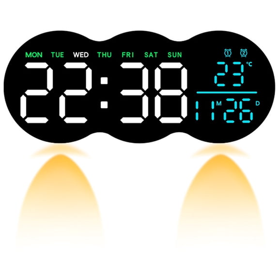 REGALWOVEN 2 Pcs LED Digital Wall Clock with Large Display and Remote Control Multicolor 11 Inch