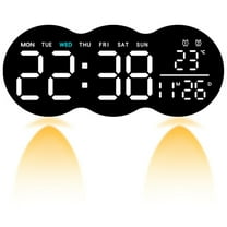 REGALWOVEN 2 Pcs LED Digital Wall Clock with Large Display and Remote Control White 11 Inch